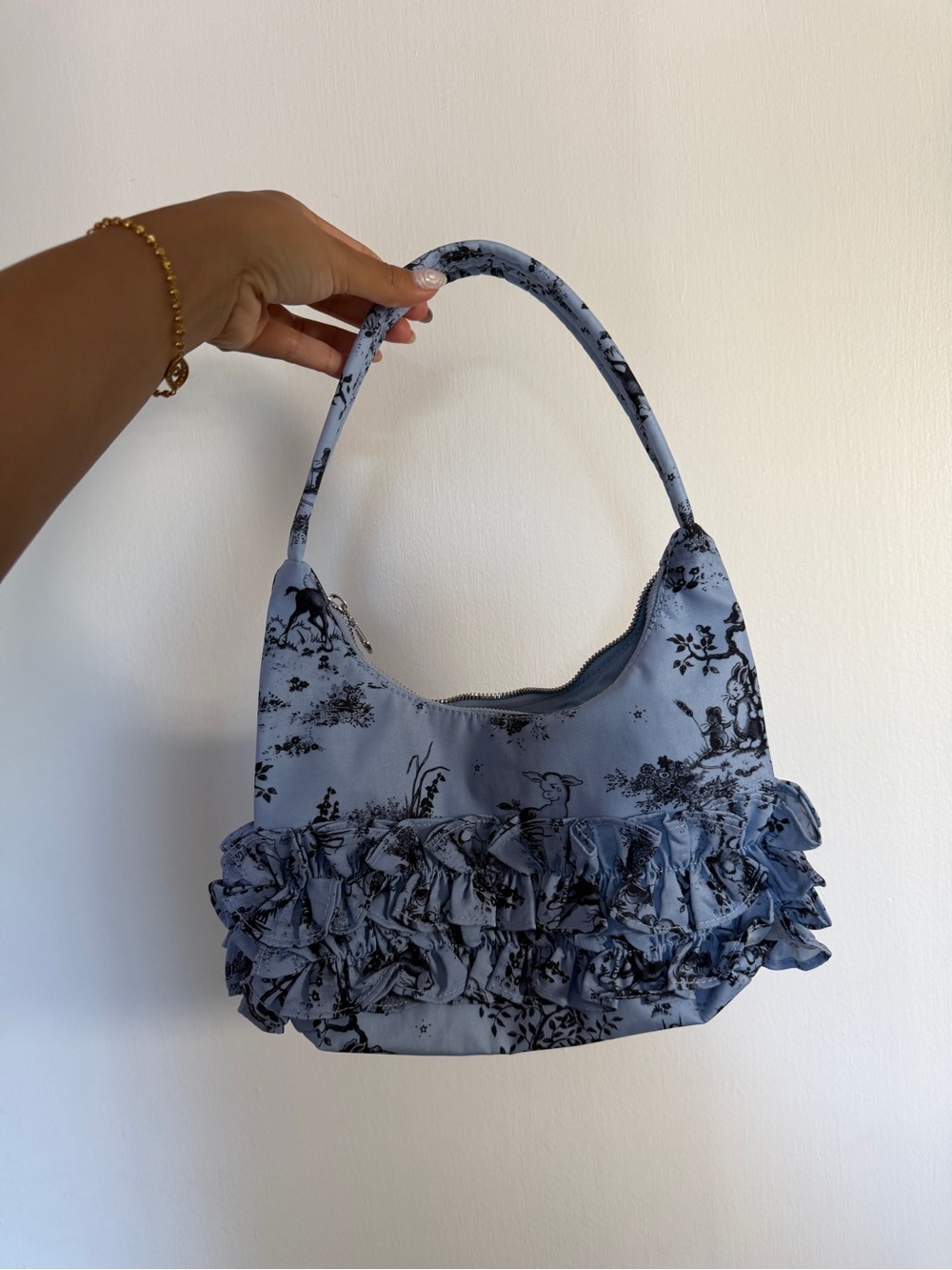 Molly Goddard X Baggu Blue Floral Ruffle Shoulder Bag (NWT)